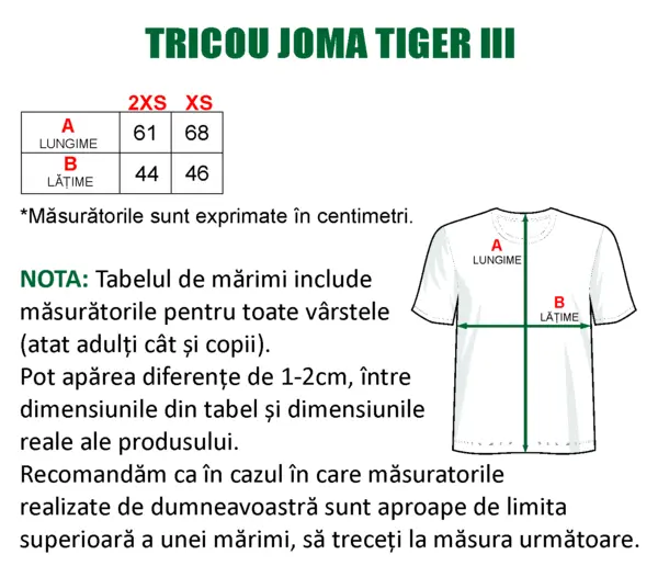 Tricou fotbal copii si adulti JOMA personalizabil TRF32 XS