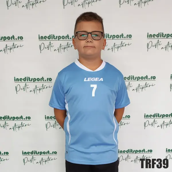 Tricou fotbal copii si adulti LEGEA personalizabil TRF39 2XS, Albastru Deschis