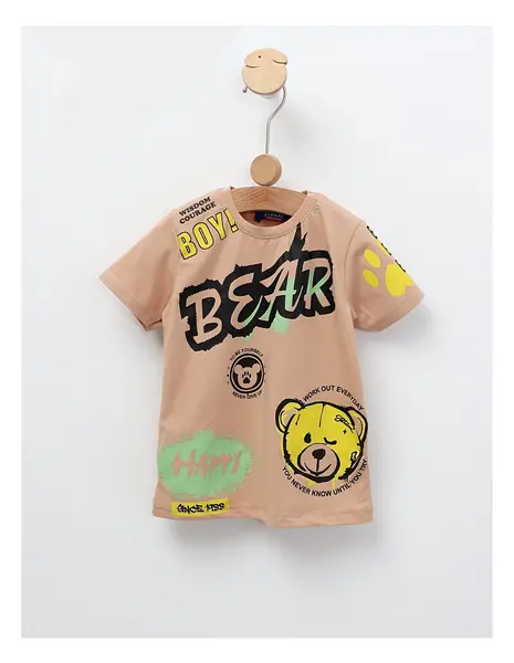 Tricou Happy Bear, model bej