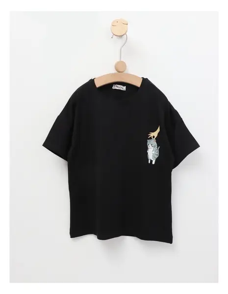 Tricou Lazy Cat, model negru
