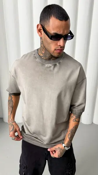 TRICOU OIL WASH BASIC GRAY TSMH4(M25-27) (MĂRIME: XL)
