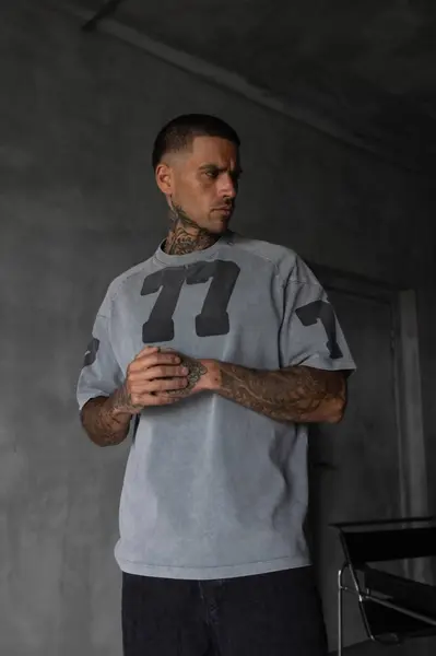 TRICOU OVERSIZE 77 FASHION GREY TSBI13(1826) (MĂRIME: XL)