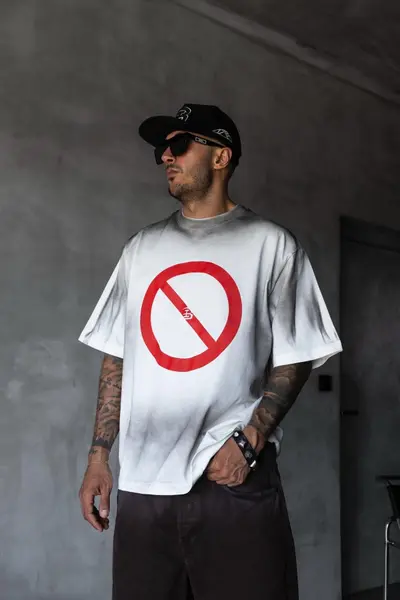TRICOU OVERSIZE FORBIDDEN WHITE TSBI14(1871) (MĂRIME: XL)
