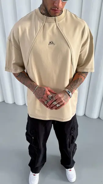 TRICOU OVERSIZE MCH BEIGE TSMH12(M25-60) (MĂRIME: S)