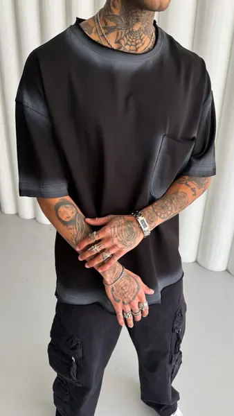 TRICOU OVERSIZE SPRAY BLACK TSMH10(M25-11) (MĂRIME: M)