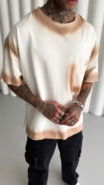 TRICOU OVERSIZE SPRAY WHITE TSMH9(M25-11) (MĂRIME: XL)