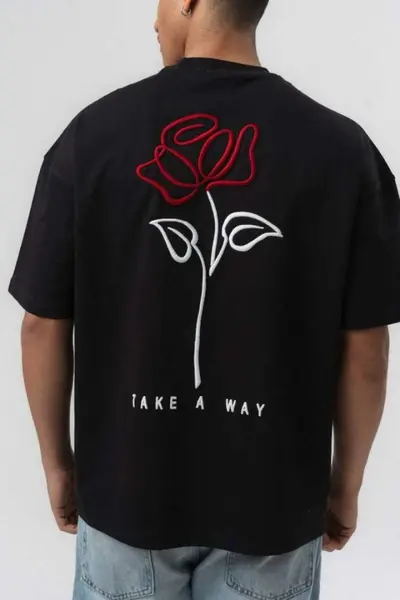 TRICOU OVERSIZE TAKE A WAY ROSE – BLACK TSES14(230) (MĂRIME: L)