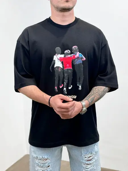 TRICOU OVERSIZED BROTHERHOOD BLACK TSAS438(6415) (MĂRIME: L)