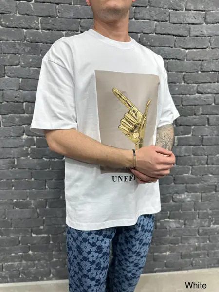 TRICOU OVERSIZED UNEFFECTED GOLD OFF-WHITE TSAS423(UN-106) (MĂRIME: M)