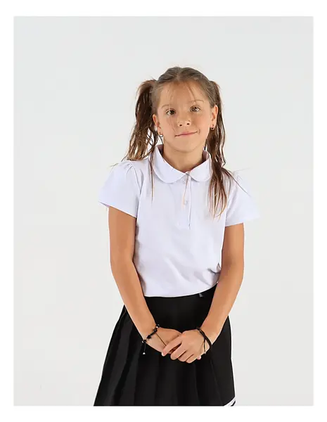 Tricou pentru fetite stil POLO model alb