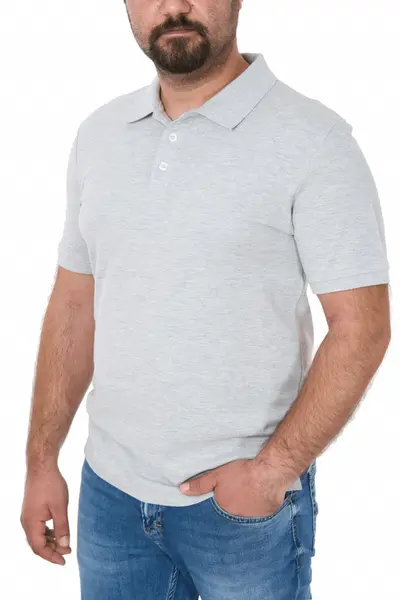 Tricou polo clasic, big size, Patrik, gri melange (Marime tricou: 3XL)