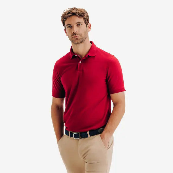 Tricou polo de golf bumbac și poliester MW500 Bordo Bărbați