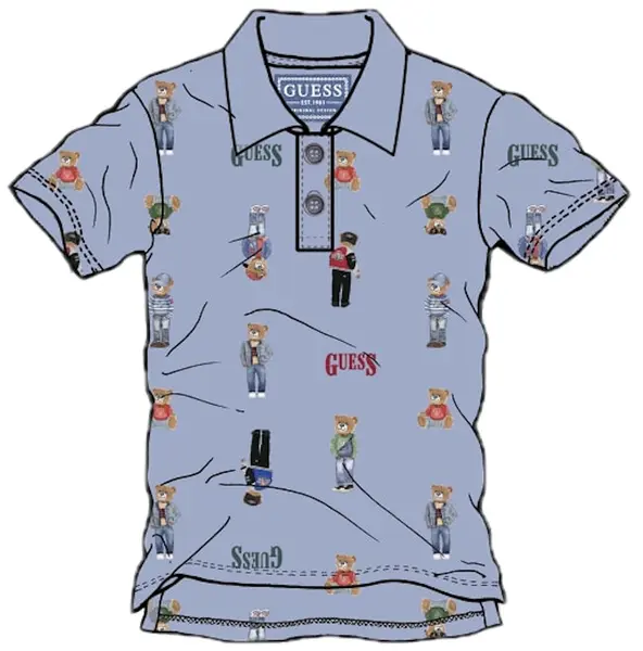 Tricou polo Guess - Cu urși colorați, multicolor, 18 luni