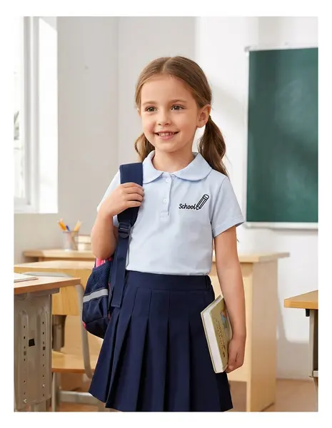 Tricou polo, School, alb