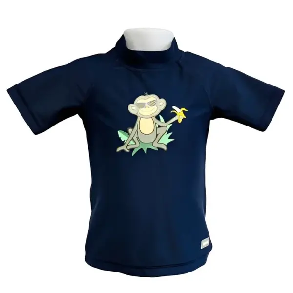 Tricou Protectie UV Copii, Protectie Solara UPF50+, Navy Jungle, Diverse marimi