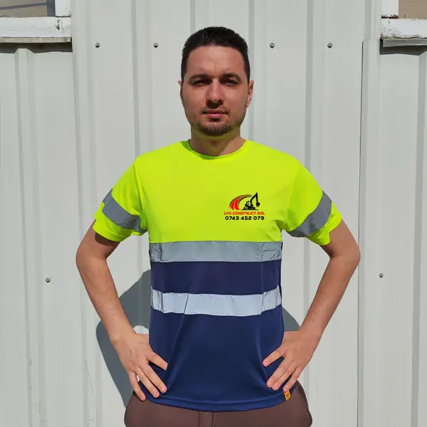 Tricou reflectorizant AV Delta personalizabil 3XL, Bleumarin cu galben fluo