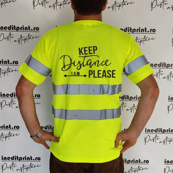 Tricou reflectorizant Keep Distance TRM1 Verde, S