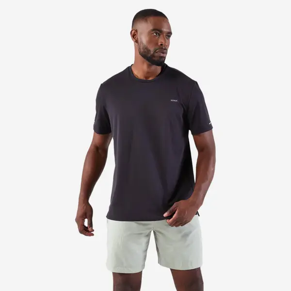 Tricou respirant alergare Jogging KIPRUN Run 500 Dry Negru Bărbați