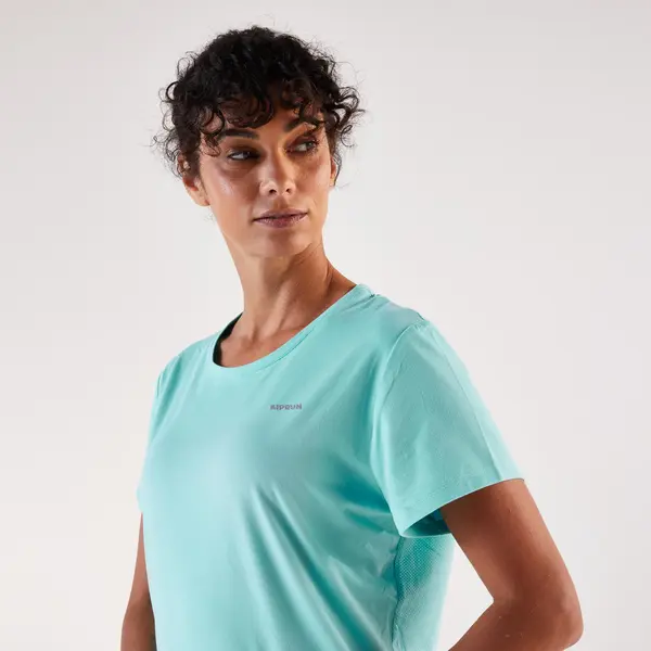 Tricou respirant de alergare Kiprun Run 500 Dry Albastru Damă