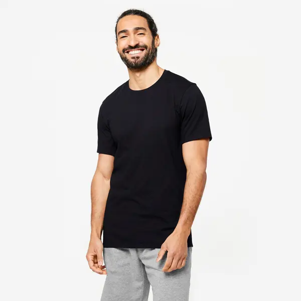 Tricou Slim 500 Fitness Negru Bărbați