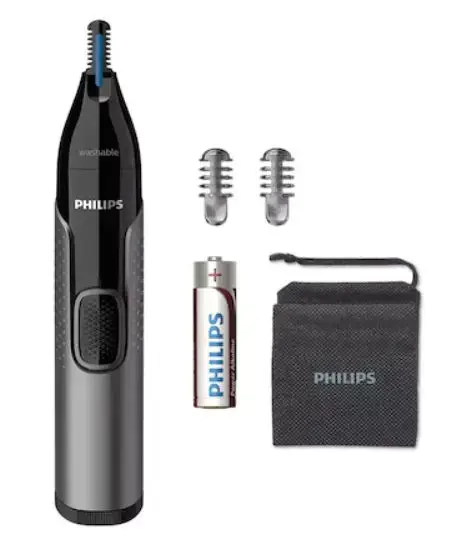 Trimmer pentru nas si urechi Philips NT3650/16, Lavabil (Negru/Gri)