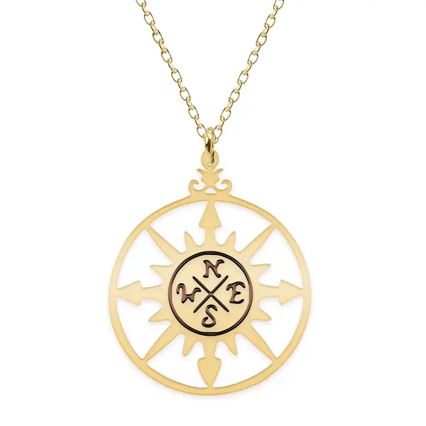 Trip - Colier personalizat busola din argint 925 placat cu aur galben 24K