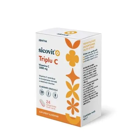 Triplu C Sicovit, 24 comprimate multi-strat, Zentiva