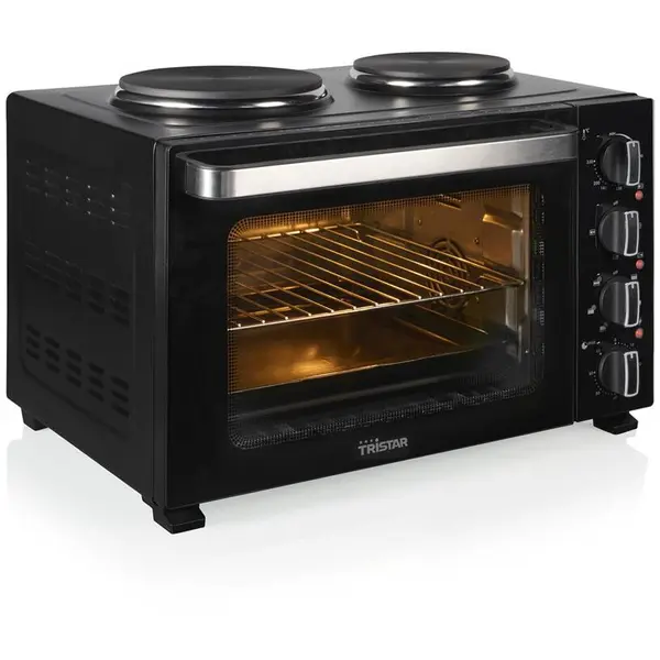 TRISTAR Cuptor cu convectie + 2 plite electrice Tristar OV-3670 cu 2 plite, 35 L, 3200 W, Negru