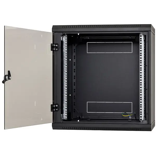 TRITON Cabinet metalic TRITON RBA-09-AS6-BAX-A6, sectiune simpla 9U 600 mm, securizare cu cheie, IP30, usa sticla, Negru