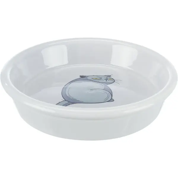 TRIXIE Cat, castron pisici, rotund, ceramică, gri, 0.25l, ⌀13cm