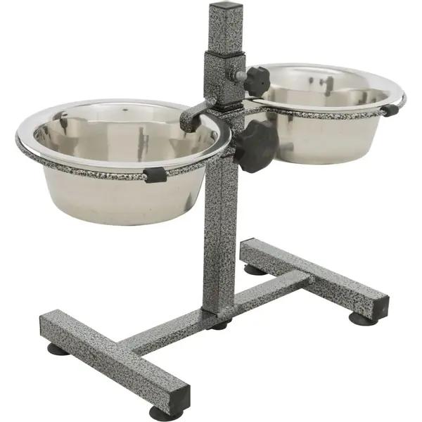 TRIXIE, set suport castroane câini + 2 boluri, înalțime reglabilă, antiderapant, metal, diverse culori, S-M(0.75l, ⌀17cm, 38x9.5cm)