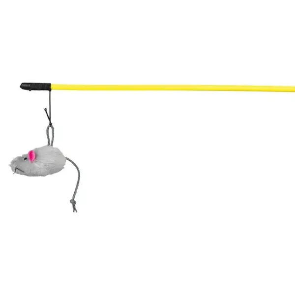 Trixie, undiță cu șoarece, jucărie, pisici, pluș, multicolor, 100cm