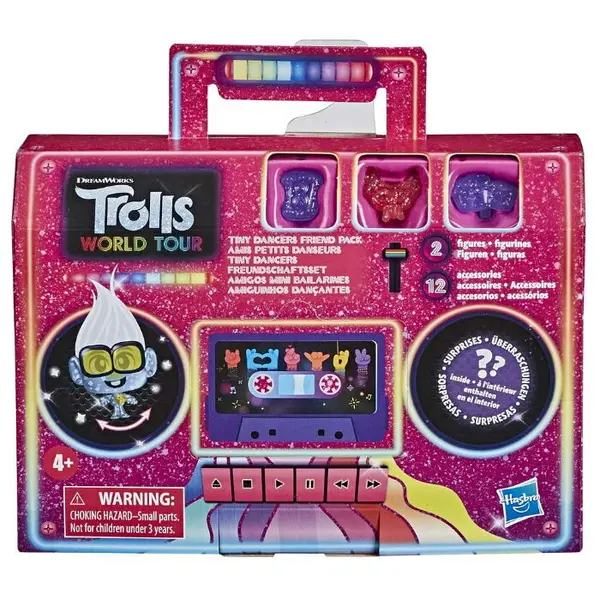 Trolls Set 2 figurine Trolls Tiny Dancers, cu 12 accesorii, 4 ani+, Multicolor, 3 cm