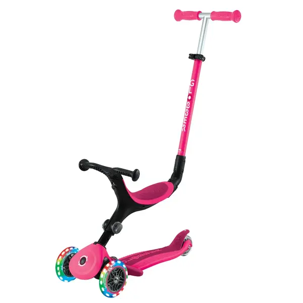 Trotineta 3 in 1 cu scaun si roti luminoase, Globber, Go Up Active, Roz