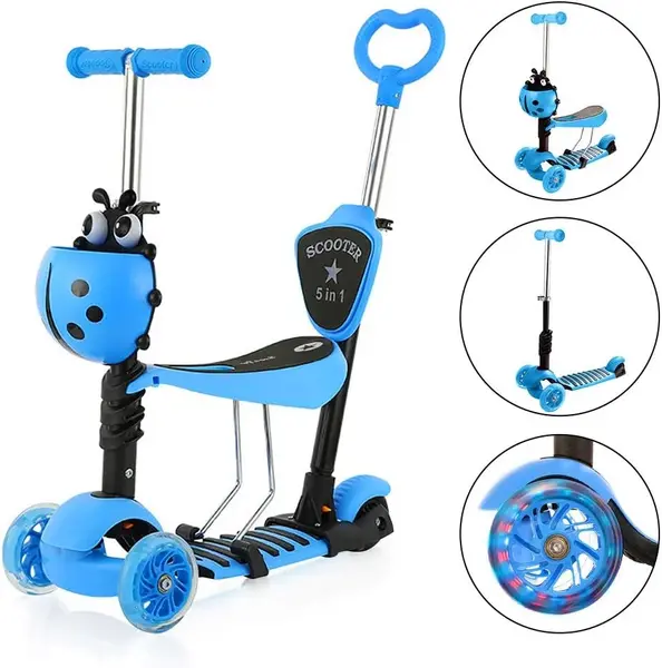 Trotineta 5 in 1 buburuza cu scaunel - ( albastru )