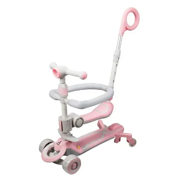 Trotineta 7 in 1 cu muzica, lumini si maner parental Roz