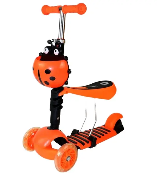 Trotineta copii 3-in-1 cu roti luminoase (portocaliu)