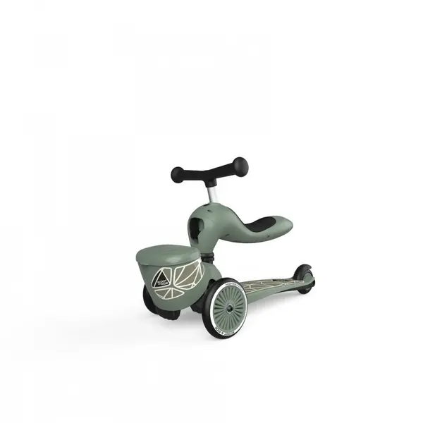 Trotineta copii cu sezut, suport jucarie, transformabila 2 in 1, HighwayKick 1 Lifestyle Greenlines, 1-5 ani, pana la 50 kg, Scoot Ride