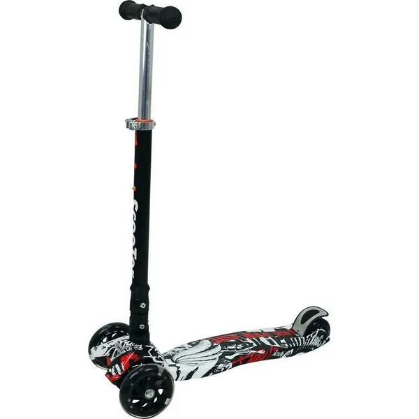 Trotineta copii, Free2Move Zik Zak cu lumini LED pentru baietei, Pliabila si compacta, Platforma antiderapanta, Ghidon reglabil, Rulmenti ABEC-7, Varsta 3 - 6 ani, Black