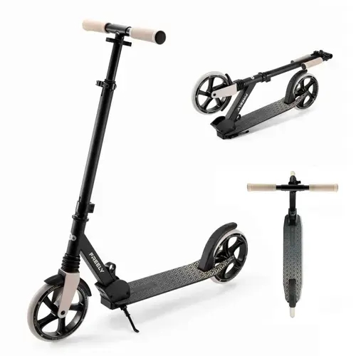 Trotineta copii KinderKraft Freely, Pliabila, Inaltime Reglabila, 5 Ani+, Maxim 100 kg, Bej/Negru