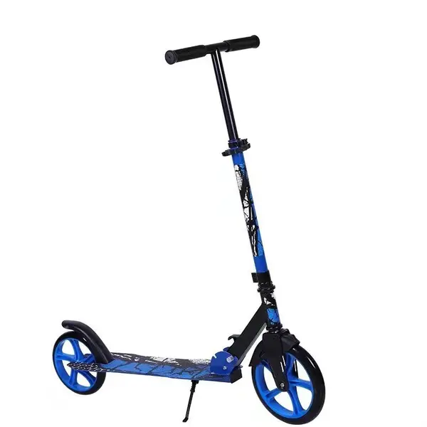 Trotineta copii si adolescenti Novokids Funky Camo PRO Albastru Camuflaj, maxim 100 kg, functie Super Brake, diametru roata fata 230 mm