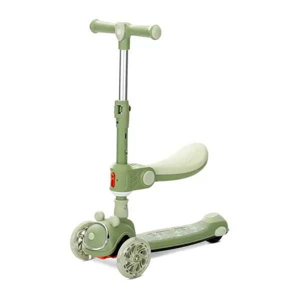 Trotineta cu 3 roti, sezut si anvelope cu lumini Lorelli Speedster Verde