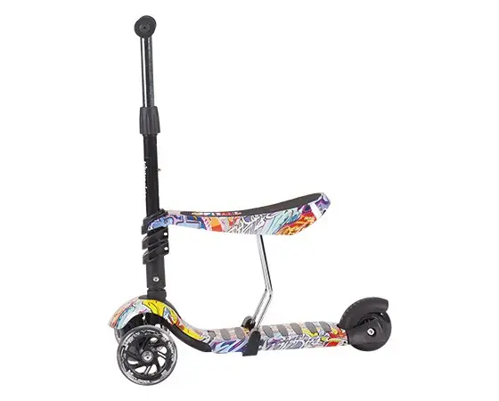 Trotineta evolutiva Scooter 3 in 1 Ride and Skate Scretch cu roti luminoase,ghidon si scaun reglabile,rulmenti ABEC-7,recomandata de la 18 luni