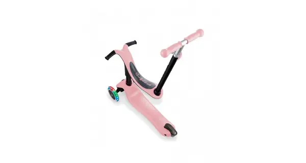 Trotineta globber go-up sporty, 3 in 1, cu lumini, culoare roz pastel