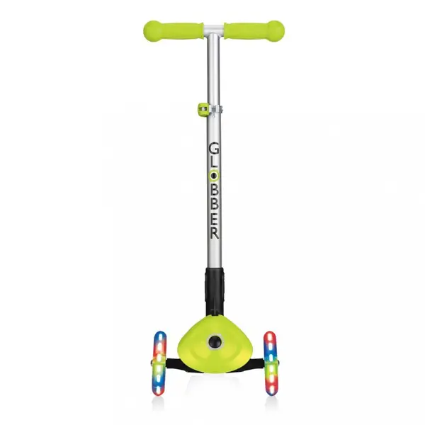 Trotineta Globber Primo verde cu 3 roti LED, pliabila, ghidon reglabil, platforma antialunecare, greutate suportata 50 kg , varsta 3 ani+