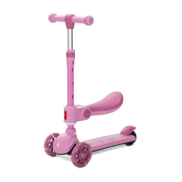 Trotineta, Lorelli Speedster, pana la 50 kg, scaun pliabil si reglabil, maner reglabil, roti cu leduri, frana de picior, Pink