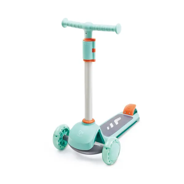 Trotineta pentru copii Hape Glide Kick Scooter, turcoaz, roti cu LED, 18 luni - 6 ani