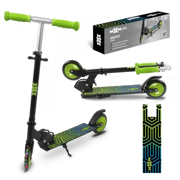 Trotineta pentru copii Kidwell Skipo Zone cu 2 roti, pliabila, roti Led, usoara 2 kg, 3+ ani, pana la 50 kg