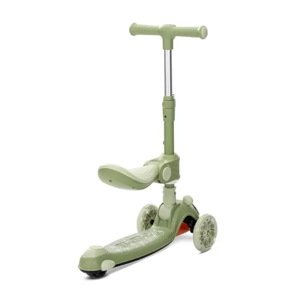 Trotineta pentru copii Lorelli Swiftie Green pliabila, roti cu led, sezut pliabil, ghidon reglabil, platforma cu lumini si melodii, greutate admisa 50 kg