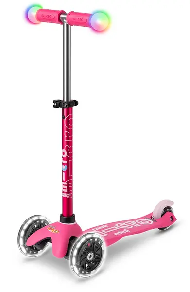 Trotinetă pentru copii Micro - Mini Deluxe Magic LED, Pink